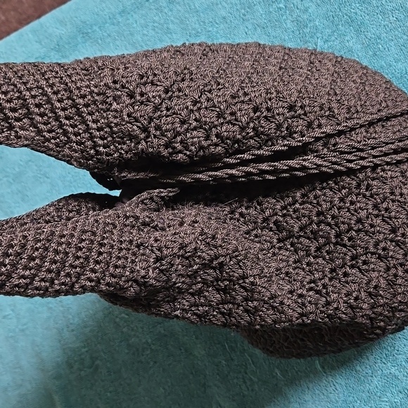 Black Raffia Woven Shoulder bag.Drawstring EUC - Picture 5 of 15